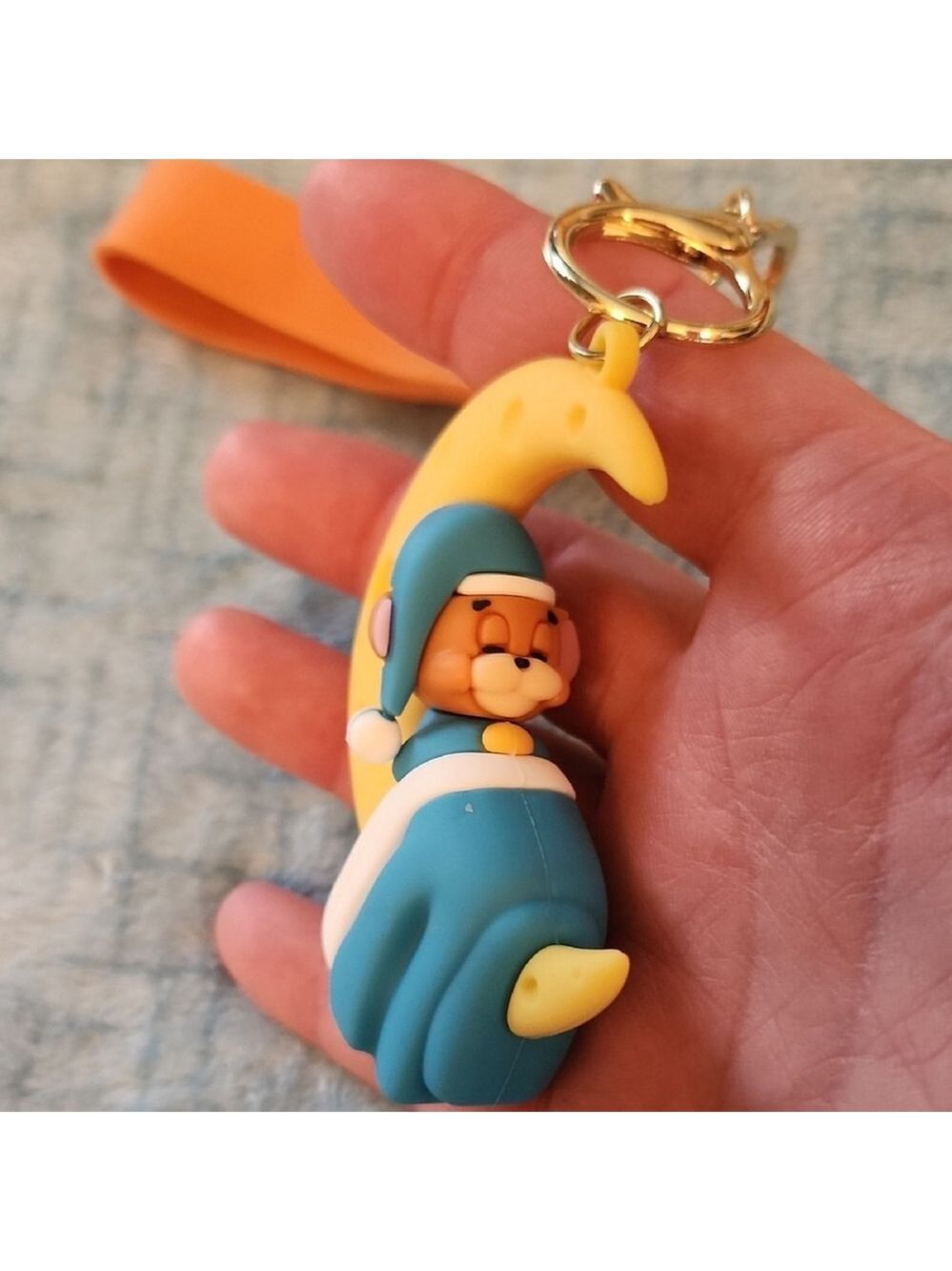 Jerry on a Moon Keychain Yellow and Blue - Picture 7 of 7